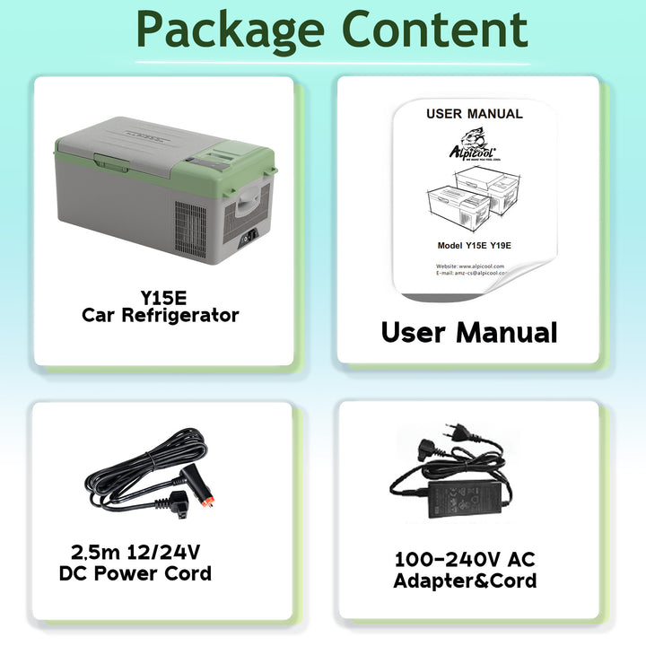 Alpicool Y15E Green Portable Car Fridge