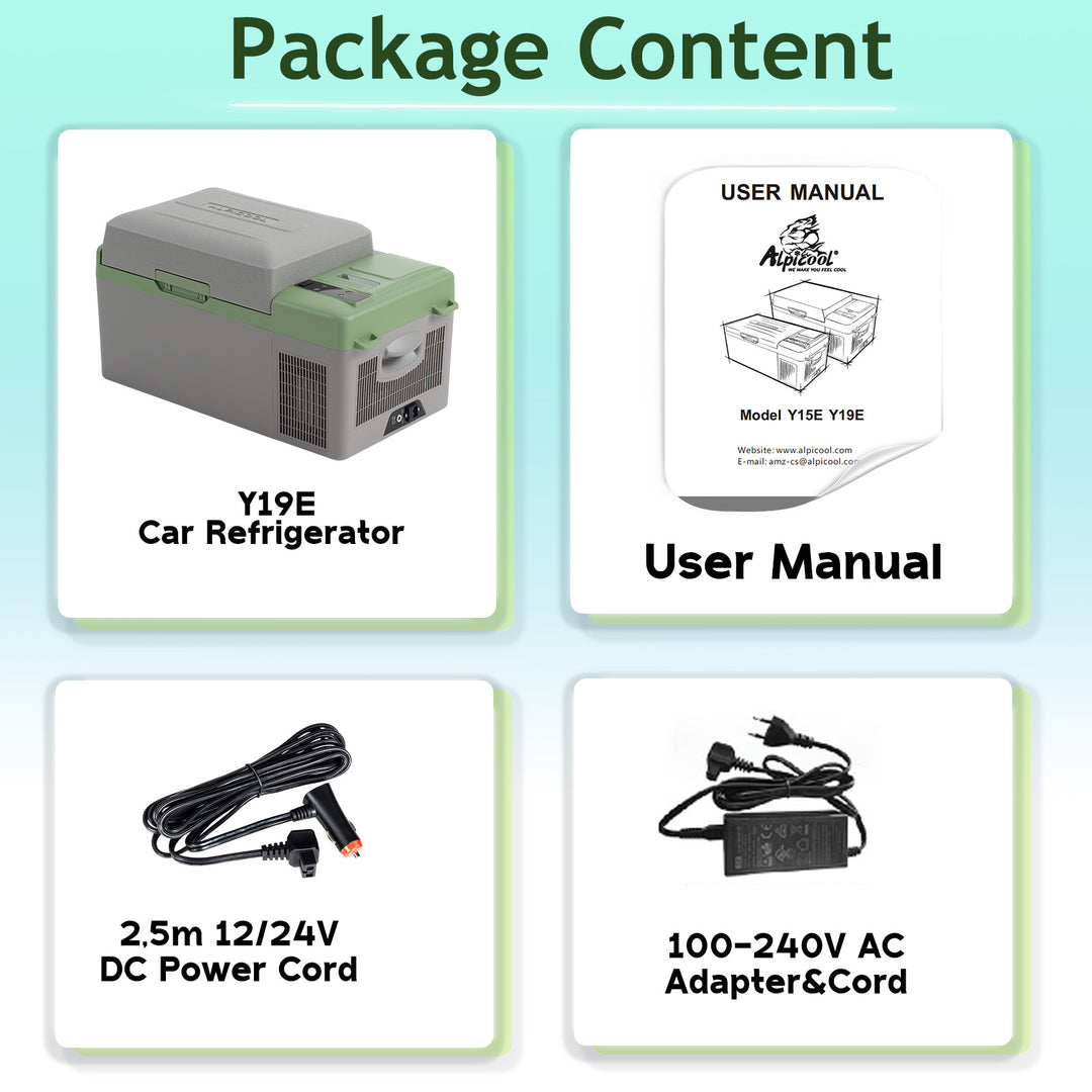 Alpicool Y19E Green Portable Car Fridge